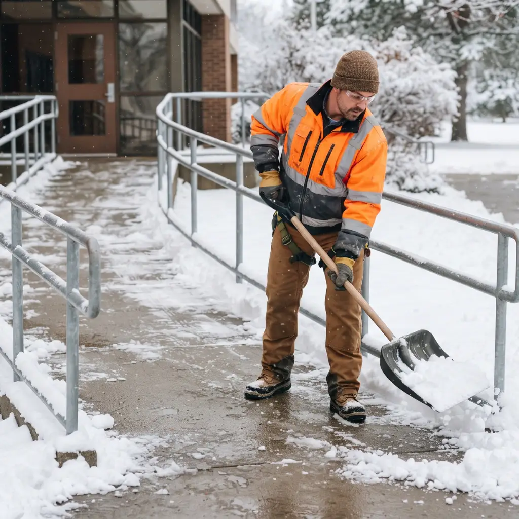 Entrance Snow Handicap Ramp Clearing with Sidewalk Snow Removal Services
