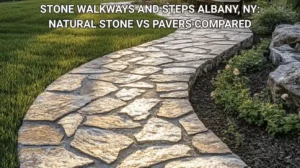 Stone Walk ways and Steps Albany NY Natural Stone vs Pavers Compared
